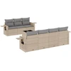 Image de vidaXL Ensemble de jardin canapé 8 pièces avec coussins Beige Poly Rattan
