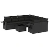Image de vidaXL Ensemble de salon de jardin 9 pièces avec coussins noir poly rotin