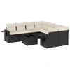 Image de vidaXL Ensemble de salon de jardin 9 pièces avec coussins noir poly rotin