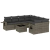 Image de vidaXL Ensemble de salon de jardin 9 pièces avec coussins Gris Poly rotin