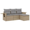 Image de vidaXL Ensemble de salon de jardin 4 pièces avec coussins Beige Poly Rattan