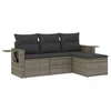 Image de vidaXL Ensemble de salon de jardin 4 pièces avec coussins Gris Poly rotin