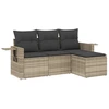 Image de vidaXL Ensemble de salon de jardin 4 pièces avec coussins gris clair Poly rotin