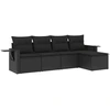 Image de vidaXL Ensemble de salon de jardin 5 pièces avec coussins noir poly rotin