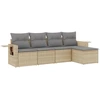 Image de vidaXL Ensemble de salon de jardin 5 pièces avec coussins Beige Poly Rattan