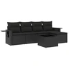 Image de vidaXL Ensemble de salon de jardin 6 pièces avec coussins noir poly rotin