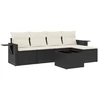 Image de vidaXL Ensemble de salon de jardin 6 pièces avec coussins noir poly rotin