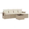 Image de vidaXL Ensemble de salon de jardin 6 pièces avec coussins Beige Poly Rattan