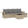 Image de vidaXL Ensemble de salon de jardin 6 pièces avec coussins Beige Poly Rattan