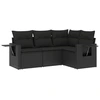 Image de vidaXL Ensemble de salon de jardin 4 pièces avec coussins noir poly rotin