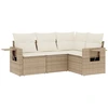 Image de vidaXL Ensemble de salon de jardin 4 pièces avec coussins Beige Poly Rattan