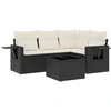 Image de vidaXL Ensemble de salon de jardin 5 pièces avec coussins noir poly rotin