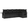 Image de vidaXL Ensemble de salon de jardin 5 pièces avec coussins noir poly rotin