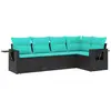 Image de vidaXL Ensemble de 5 canapés de jardin avec coussins, polyrattan noir