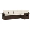 Image de vidaXL Ensemble de salon de jardin 5 pièces avec coussins Marron Poly Rattan