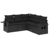 Image de vidaXL Ensemble de salon de jardin 5 pièces avec coussins noir poly rotin