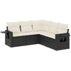 Image de vidaXL Ensemble de salon de jardin 5 pièces avec coussins noir poly rotin