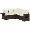 Image de vidaXL Ensemble de salon de jardin 5 pièces avec coussins Marron Poly Rattan