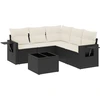 Image de vidaXL Ensemble de salon de jardin 6 pièces avec coussins noir poly rotin