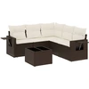 Image de vidaXL Ensemble de salon de jardin 6 pièces avec coussins Marron Poly Rattan