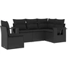 Image de vidaXL Ensemble de salon de jardin 5 pièces avec coussins noir poly rotin
