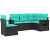Image de vidaXL Ensemble de 5 canapés de jardin avec coussins, polyrattan noir