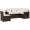 Image de vidaXL Ensemble de salon de jardin 5 pièces avec coussins Marron Poly Rattan
