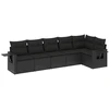 Image de vidaXL Ensemble de salon de jardin 6 pièces avec coussins noir poly rotin