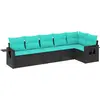Image de vidaXL Ensemble de 6 canapés de jardin avec coussins, polyrattan noir