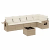 Image de vidaXL Ensemble de salon de jardin 7 pièces avec coussins Beige Poly Rattan