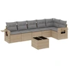 Image de vidaXL Ensemble de salon de jardin 7 pièces avec coussins Beige Poly Rattan