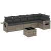 Image de vidaXL Ensemble de salon de jardin 7 pièces avec coussins Gris Poly rotin