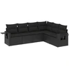 Image de vidaXL Ensemble de salon de jardin 6 pièces avec coussins noir poly rotin