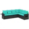 Image de vidaXL Ensemble de 6 canapés de jardin avec coussins, polyrattan noir