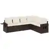 Image de vidaXL Ensemble de salon de jardin 6 pièces avec coussins Marron Poly Rattan