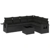 Image de vidaXL Ensemble de salon de jardin 7 pièces avec coussins noir poly rotin
