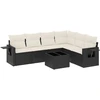 Image de vidaXL Ensemble de salon de jardin 7 pièces avec coussins noir poly rotin