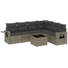 Image de vidaXL Ensemble de salon de jardin 7 pièces avec coussins Gris Poly rotin