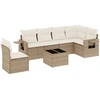 Image de vidaXL Ensemble de salon de jardin 7 pièces avec coussins Beige Poly Rattan