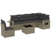Image de vidaXL Ensemble de salon de jardin 7 pièces avec coussins Gris Poly rotin