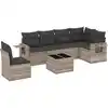 Image de vidaXL Ensemble de salon de jardin 7 pièces avec coussins gris clair Poly rotin