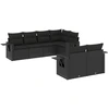 Image de vidaXL Ensemble de salon de jardin 7 pièces avec coussins noir poly rotin