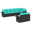 Image de vidaXL Ensemble de 8 canapés de jardin avec coussins, polyrattan noir