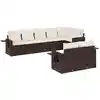 Image de vidaXL Ensemble de jardin canapé 8 pièces avec coussins Marron Poly rotin