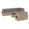 Image de vidaXL Ensemble de salon de jardin 9 pièces avec coussins beige Poly rotin