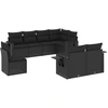 Image de vidaXL Ensemble de jardin canapé 8 pièces avec coussins noir poly rotin