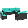 Image de vidaXL Ensemble de 8 canapés de jardin avec coussins, polyrattan noir