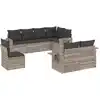 Image de vidaXL Ensemble de jardin canapé 8 pièces avec coussins gris clair Poly rotin