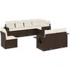 Image de vidaXL Ensemble de jardin canapé 8 pièces avec coussins Marron Poly rotin