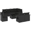 Image de vidaXL Ensemble de salon de jardin 9 pièces avec coussins noir poly rotin